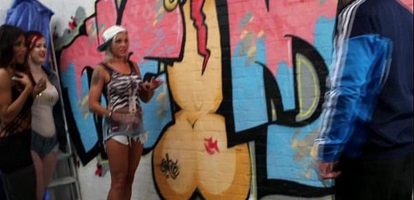  Femdom street artist Lissa Love gives bj